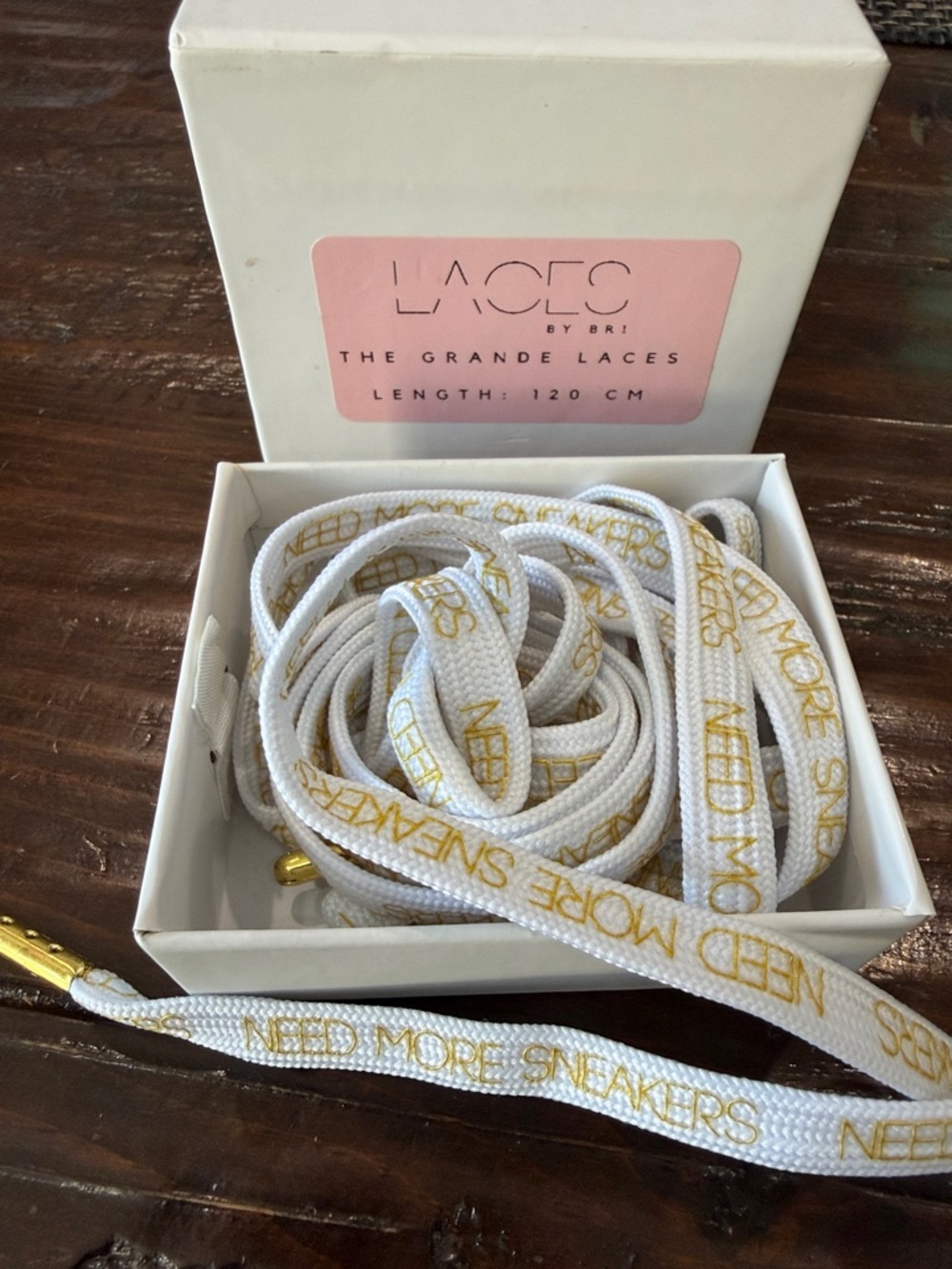 LACES By Bri-White & Gold 'Need More Sneakers' Laces 120 CM